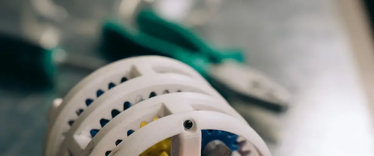 Collection of technical 3D printed parts in various materials